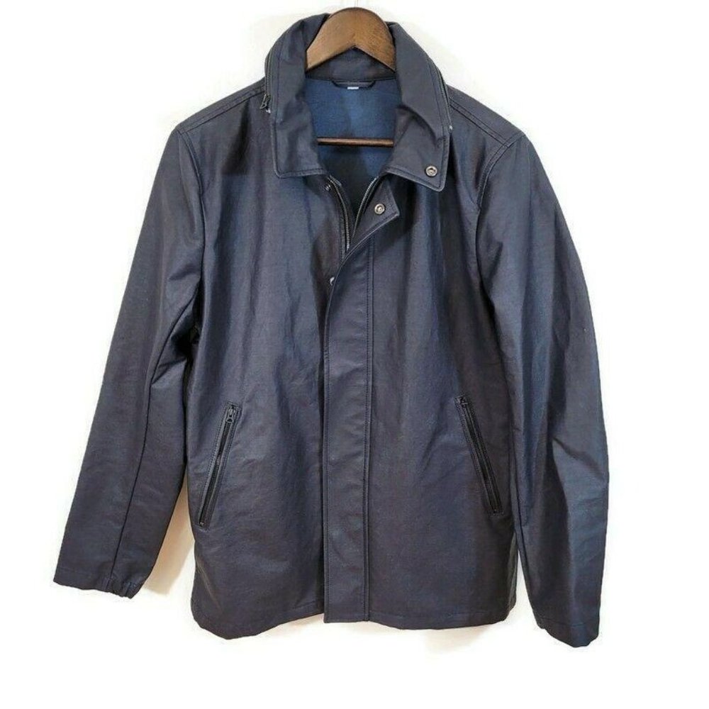 Club Monaco Men's Navy Leather Jacket